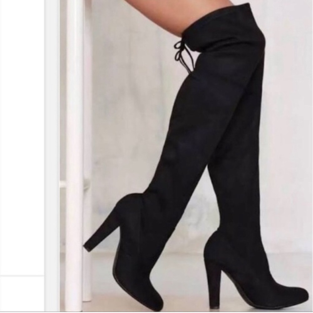 Steve Madden Gracelyn Vegan Suede Thigh High Heeled Boots